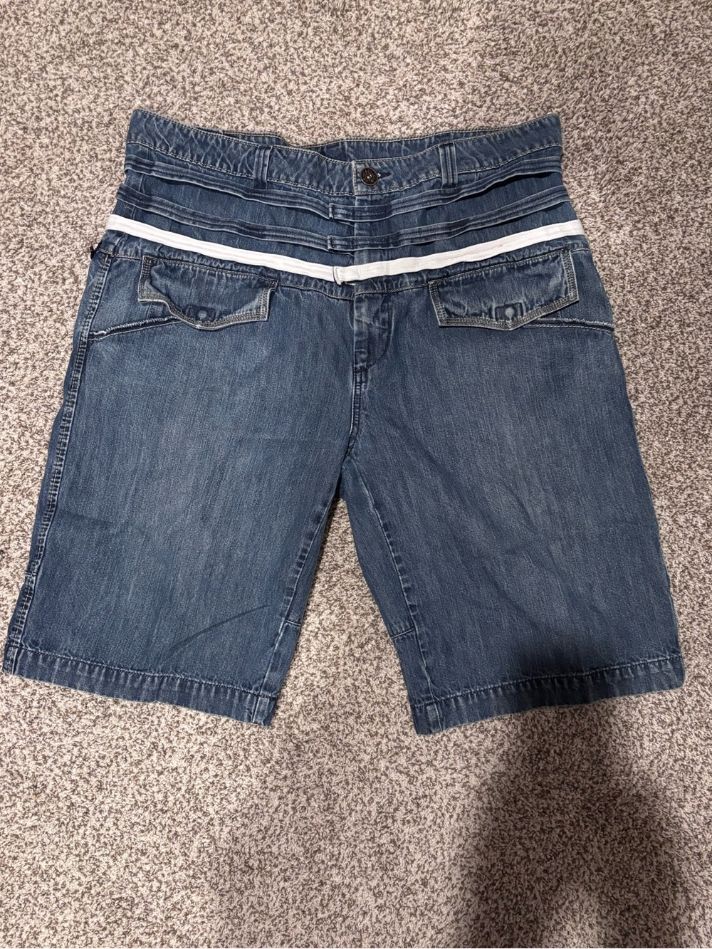 Marithe Francois Girbaud Denim Bermuda Shorts with White Waist Band